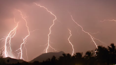 several cloud to ground lightning strikes