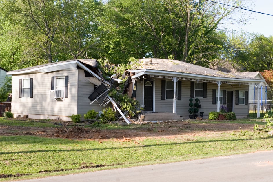 tornado damage in home