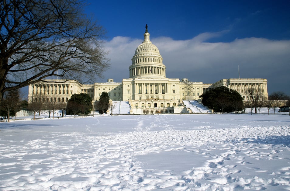 capital building with snow on the ground