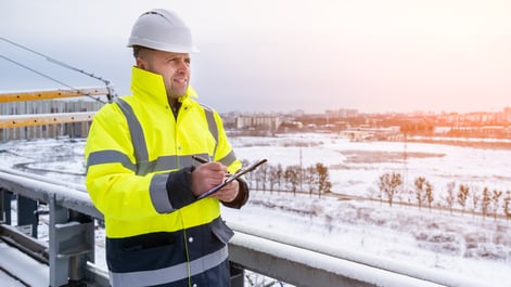 Supervisor trying to plan his day in winter