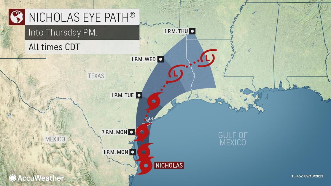 eye path for tropical storm nicolas