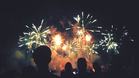 People watching fireworks during a July 4 celebration