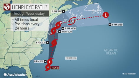 Henri eye storm path