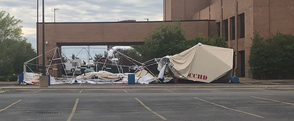 Hospital tent damaged by high winds
