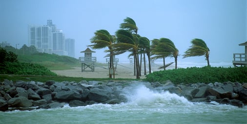 hurricane comes ashore at beach
