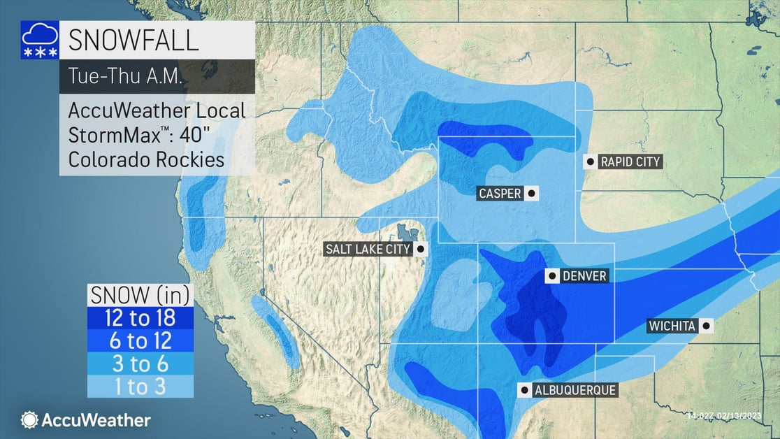 Businesses from the Rockies to the Midwest should prepare for a winter storm that will bring several inches of snow.