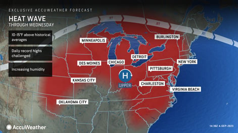 Map of heat wave