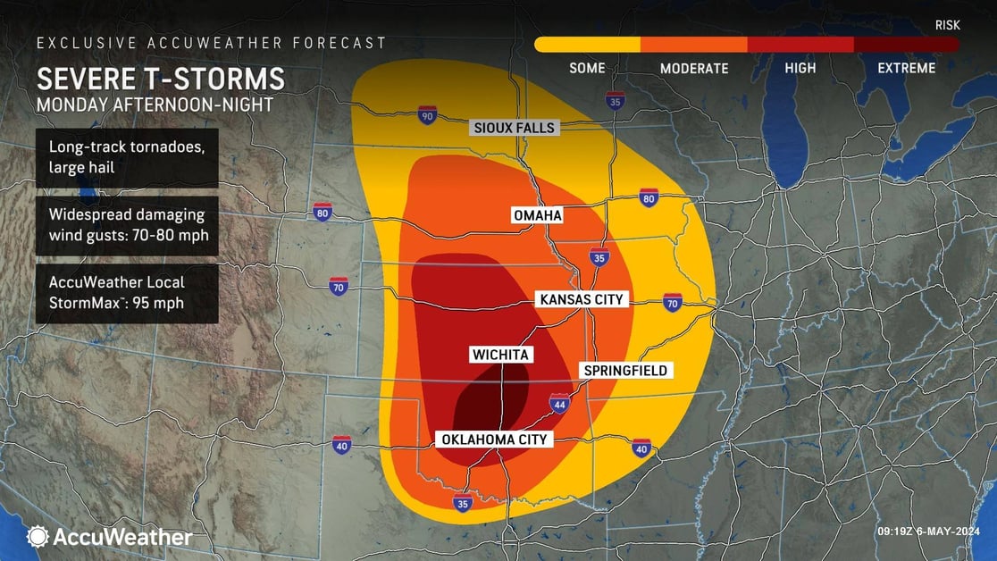 very rare extreme risk highlighted for Monday.
