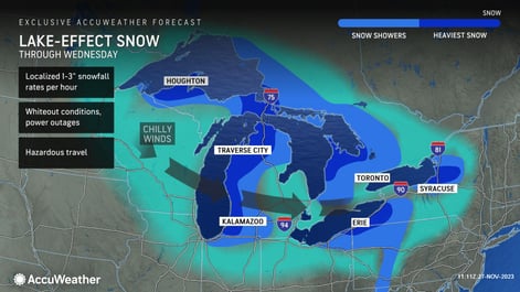 Image of lake-effect snow that will impact businesses this week