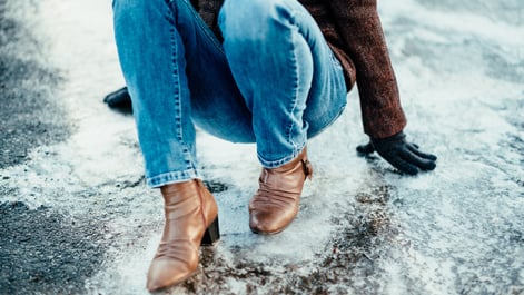 woman slipping on ice