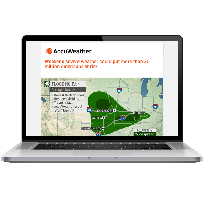 Executive High Impact Weather Briefing email viewed on a laptop